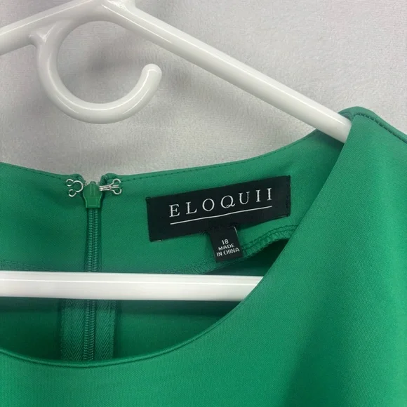 Eloquii Ultramarine Green Flare Sleeve Scuba Dress size 18 Plus Size Knee Length - Picture 10 of 12